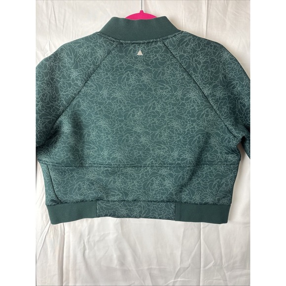 Balance Athletica Flight Crop Bomber Jacket in Deep Sea Size Medium Green Floral - Picture 6 of 6